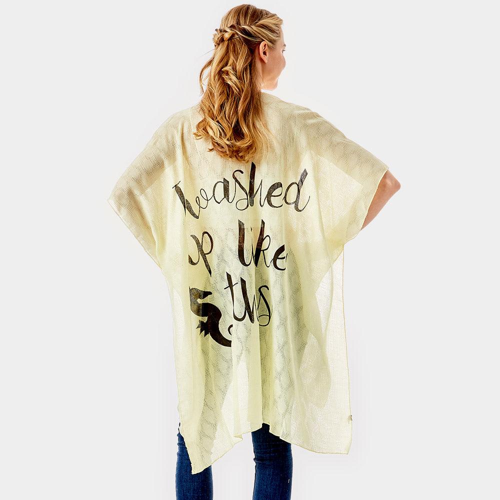 Yellow 'I Washed Up Like This' Solid Lettering Cover Up Poncho