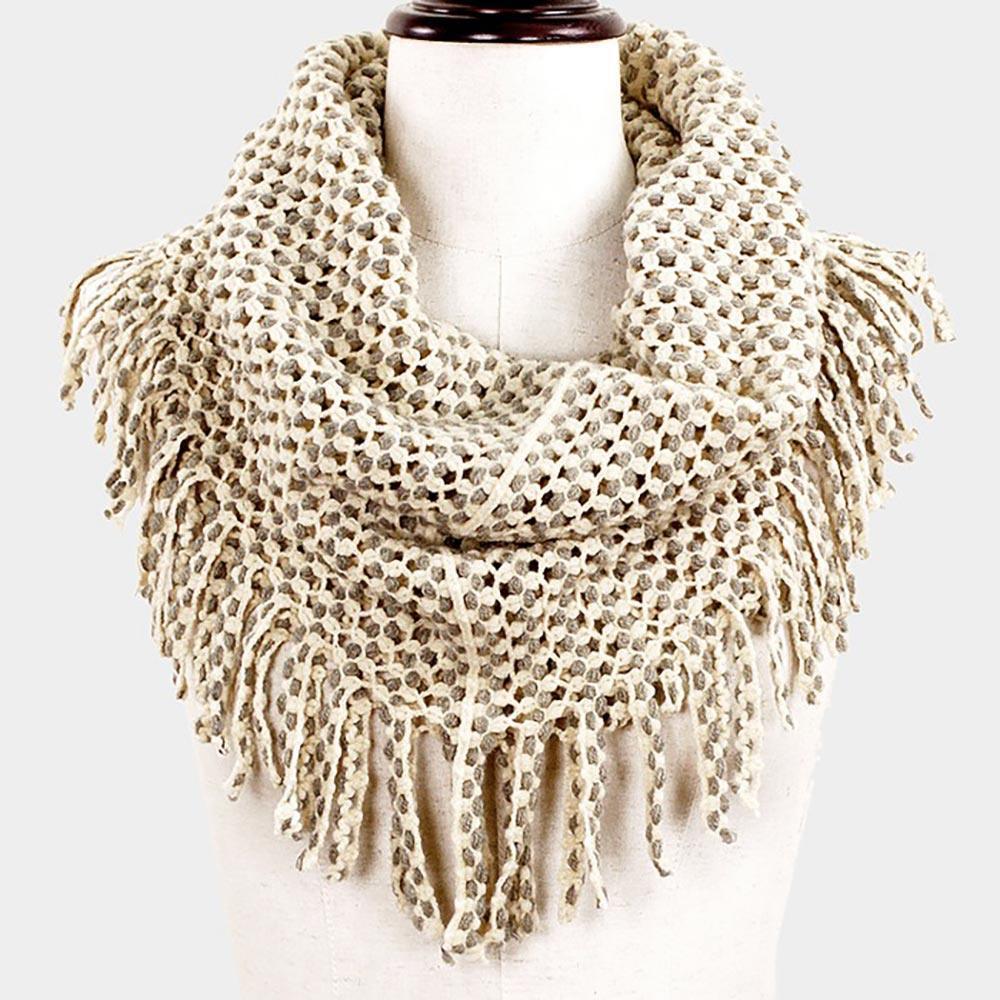 Beige Mini Tube Fringe Scarf - Jewelry Store by Erik Rayo