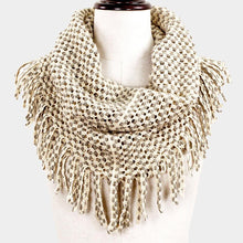 Load image into Gallery viewer, Beige Mini Tube Fringe Scarf
