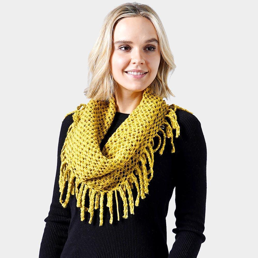 Mustard Mini Tube Fringe Scarf - Jewelry Store by Erik Rayo