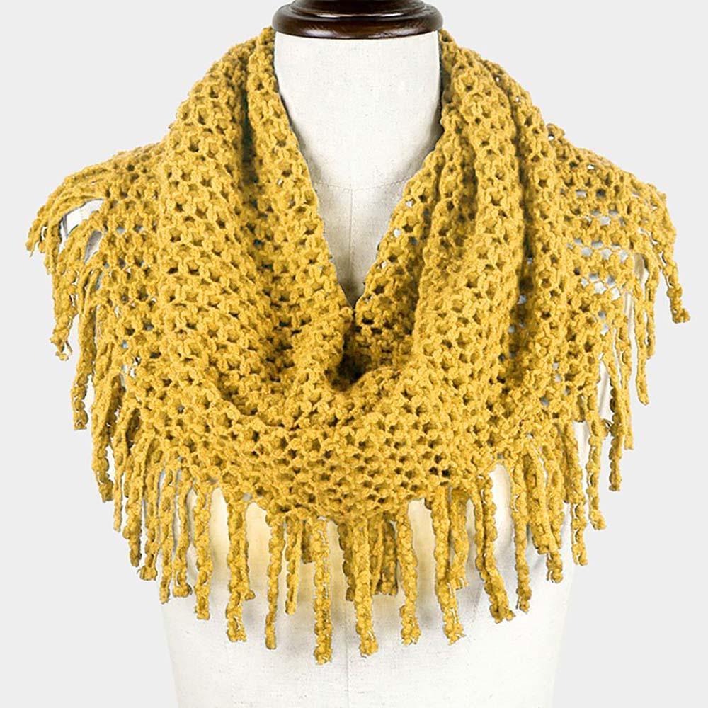 Mustard Mini Tube Fringe Scarf - Jewelry Store by Erik Rayo