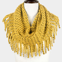 Load image into Gallery viewer, Mustard Mini Tube Fringe Scarf
