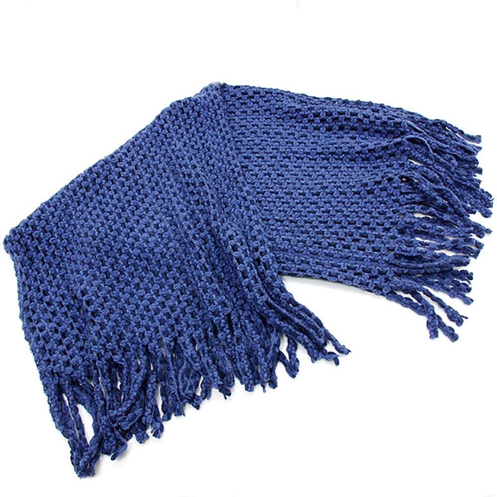 Navy Mini Tube Fringe Scarf - Jewelry Store by Erik Rayo
