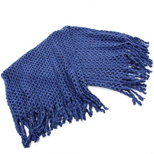 Load image into Gallery viewer, Navy Mini Tube Fringe Scarf
