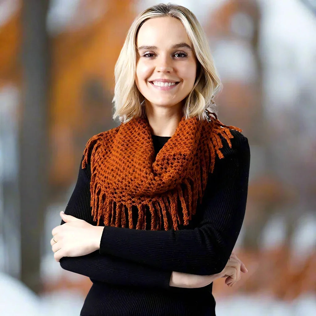 Tan Mini Tube Fringe Scarf - Jewelry Store by Erik Rayo