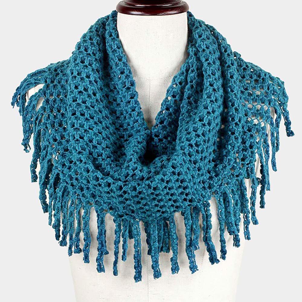 Teal Mini Tube Fringe Scarf - Jewelry Store by Erik Rayo