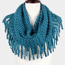 Load image into Gallery viewer, Teal Mini Tube Fringe Scarf
