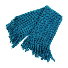 Load image into Gallery viewer, Teal Mini Tube Fringe Scarf
