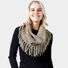 Load image into Gallery viewer, Taupe Mini Tube Fringe Scarf
