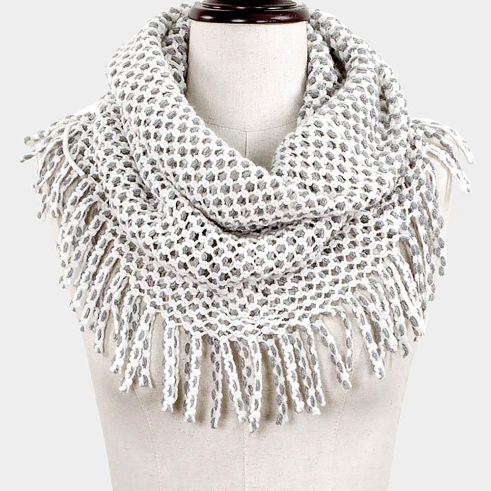 White Mini Tube Fringe Scarf - Jewelry Store by Erik Rayo