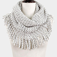 Load image into Gallery viewer, White Mini Tube Fringe Scarf
