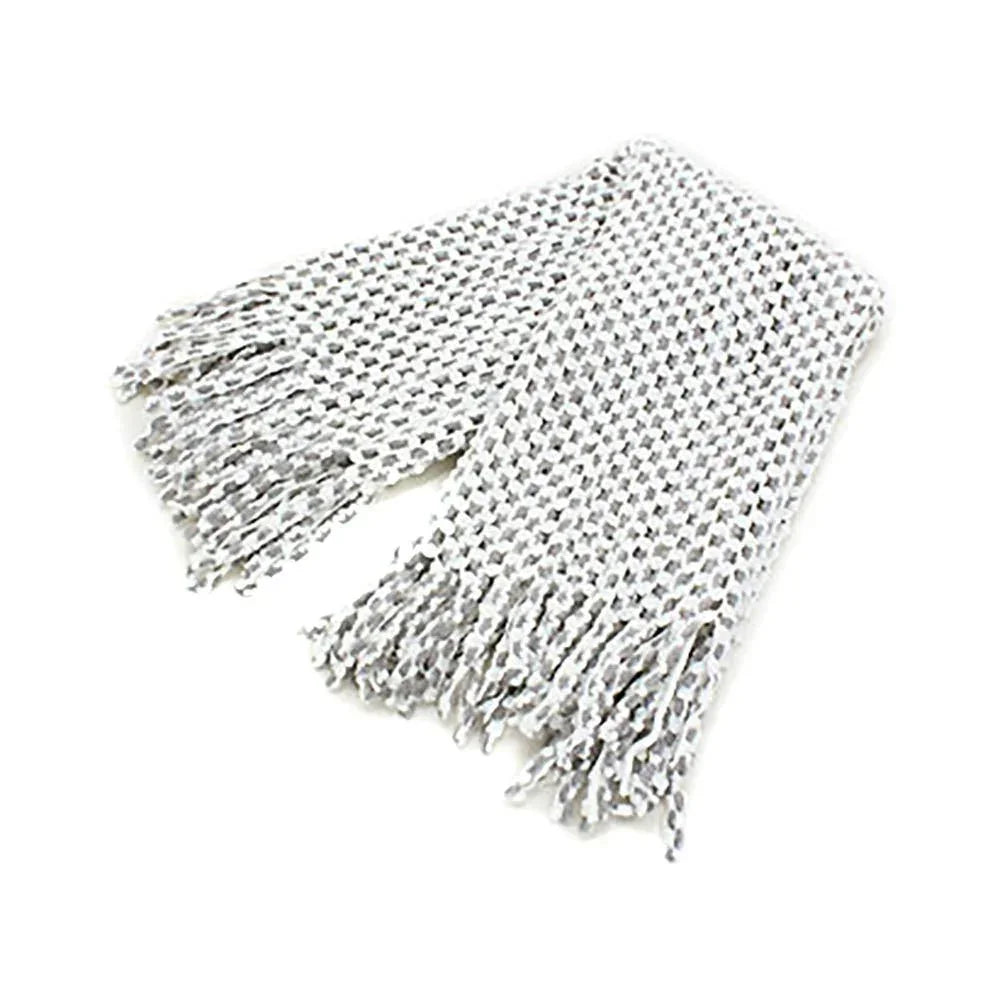 White Mini Tube Fringe Scarf - Jewelry Store by Erik Rayo