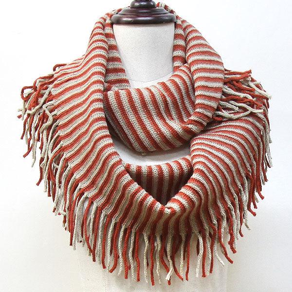 Orange Acrylic Infinity Fringe Scarf