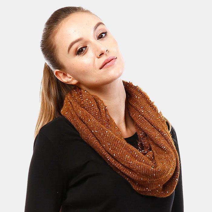Brown Solid Boucle Infinity Scarf - Jewelry Store by Erik Rayo
