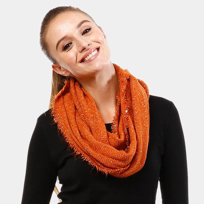 Coral Solid Boucle Infinity Scarf