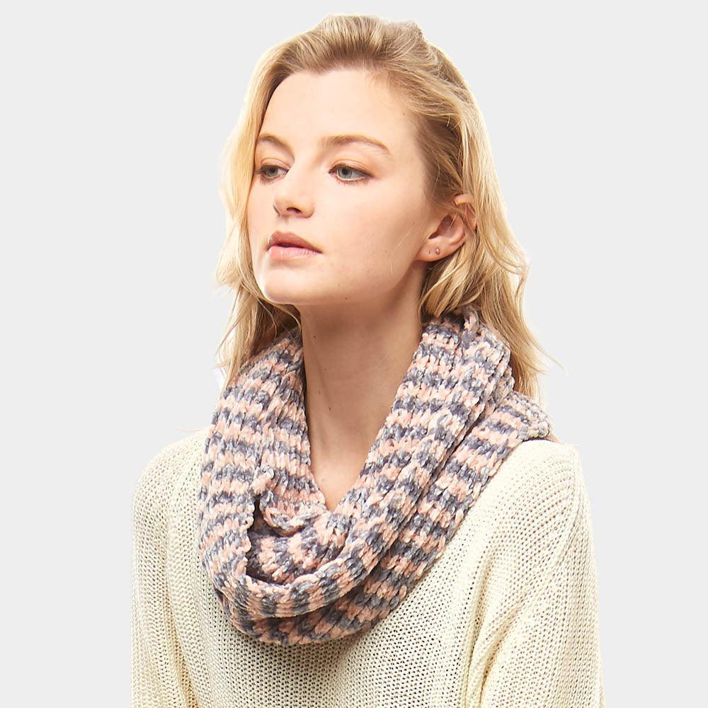 Pink Striped Chenille Infinity Scarf - Jewelry Store by Erik Rayo