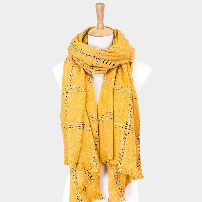 Mustard Windowpane Check Oblong Scarf - Jewelry Store by Erik Rayo