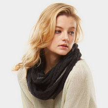 Load image into Gallery viewer, Black Stripe Textured Boucle Infinity Scarf
