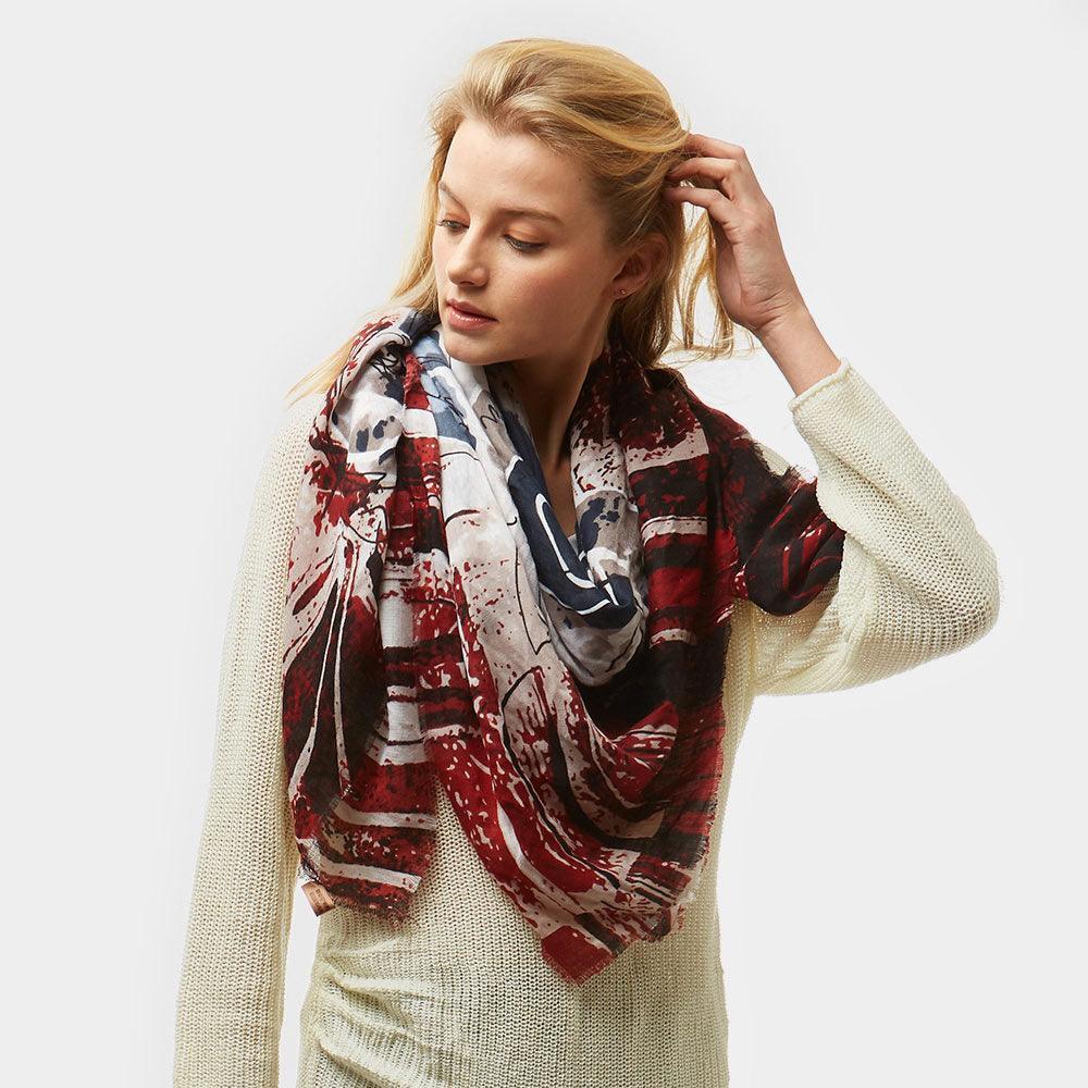 Red Flower Print Square Scarf - Jewelry Store by Erik Rayo