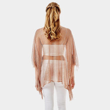 Load image into Gallery viewer, Rose Gold Metallic Net Cover Up Fringes Poncho
