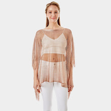 Load image into Gallery viewer, Rose Gold Metallic Net Cover Up Fringes Poncho
