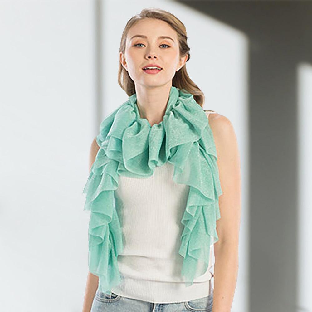 Mint Shimmer Ruffled Oblong Scarf