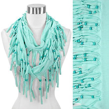 Load image into Gallery viewer, Mint Jersey Fringe Infinity Scarf
