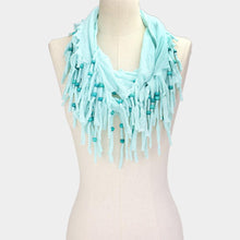 Load image into Gallery viewer, Mint Jersey Fringe Infinity Scarf
