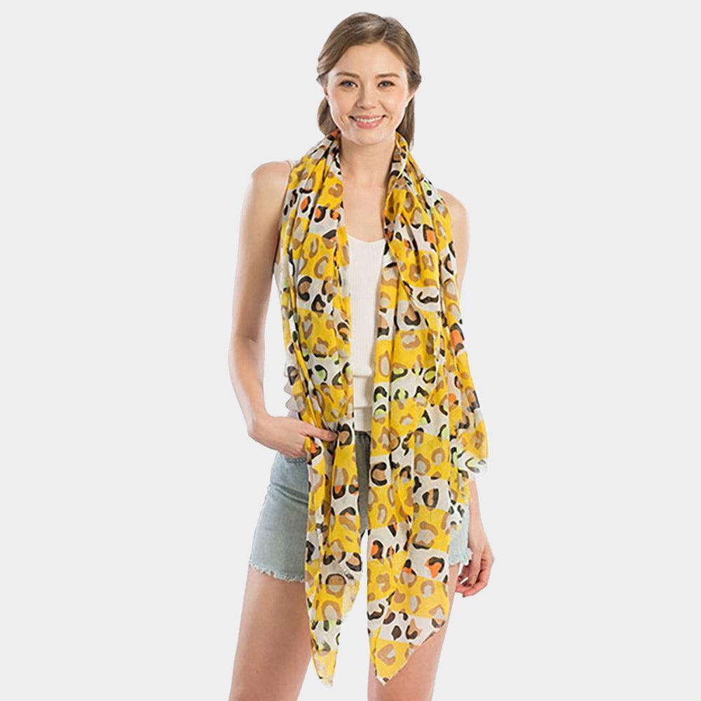 Yellow Multi Color Leopard Print Oblong Scarf - Jewelry Store by Erik Rayo