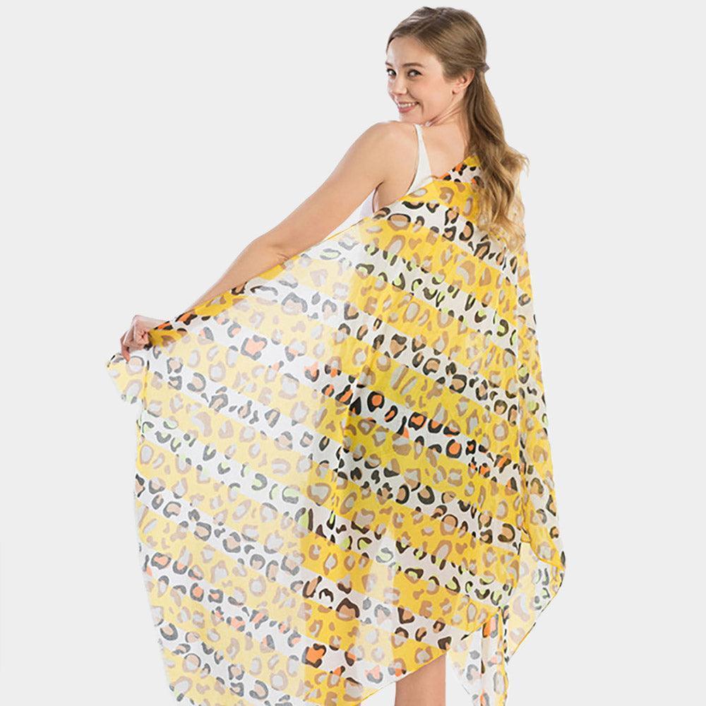 Yellow Multi Color Leopard Print Oblong Scarf - Jewelry Store by Erik Rayo