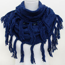 Load image into Gallery viewer, Blue Acrylic Infinity Fringe Scarf
