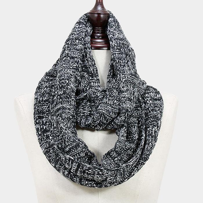 Black Acrylic Knitted Infinity Scarf