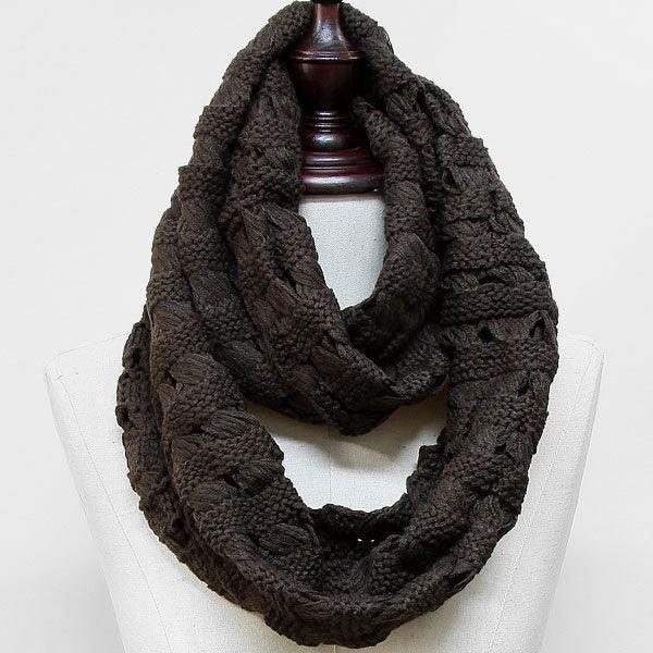 Brown Acrylic Knit Infinity Scarf - Jewelry Store by Erik Rayo