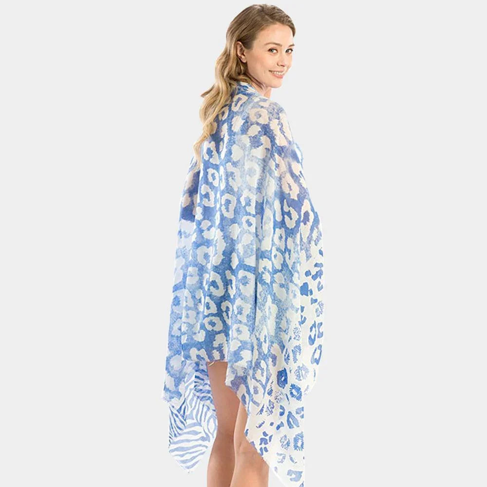 Navy Mixed Animal Print Oblong Scarf - Jewelry Store by Erik Rayo