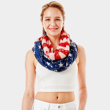 Load image into Gallery viewer, White American Flag Infinity Scarf
