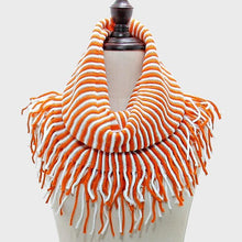 Load image into Gallery viewer, White Two Tone Snood Tube Scarf with Fringe
