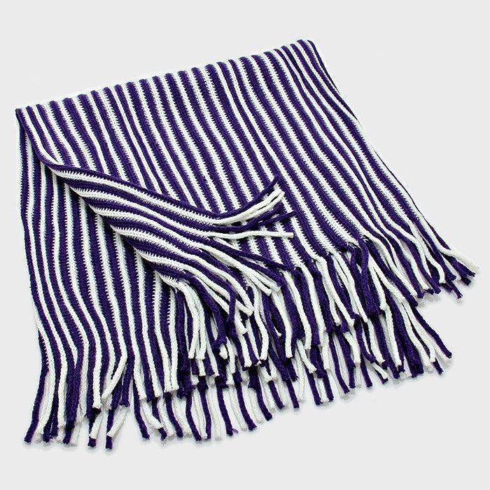White Two Tone Snood Tube Scarf with Fringe - Jewelry Store by Erik Rayo