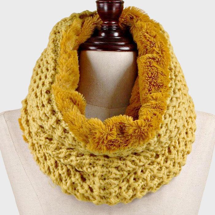 Yellow Fleece Lined Waffle Knit Infinity Snood Scarf - Jewelry Store by Erik Rayo