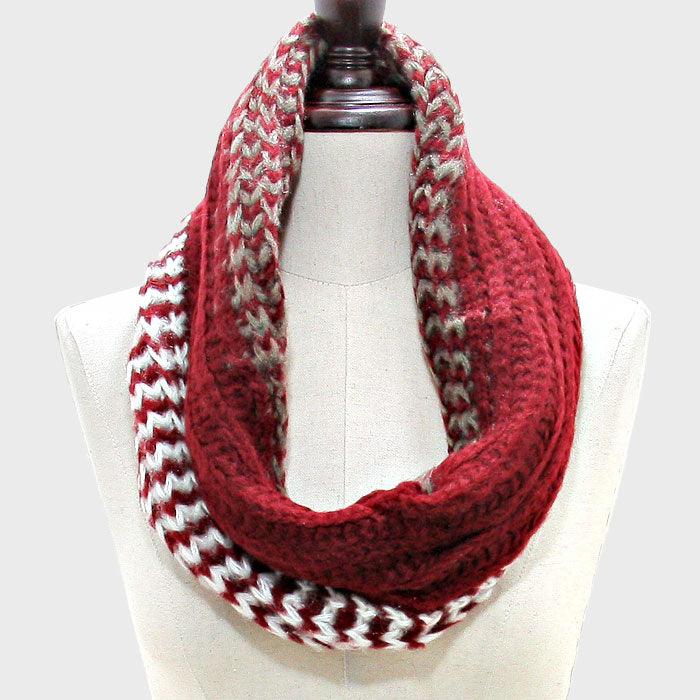 Burgundy Twisted Yarn Infinity Scarf