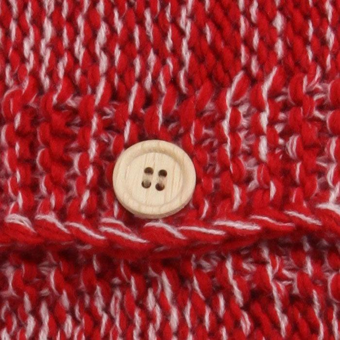 Red Button Accented Two Tone Knit Infinity Snood Scarf - Jewelry Store by Erik Rayo