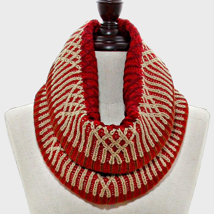 Red Knit Infinity Snood Scarf