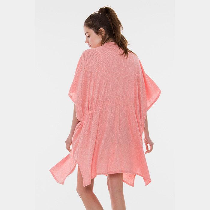 Pink Solid Color Ripped Drawstring Cover Up Kimono Cardigan - Jewelry Store by Erik Rayo