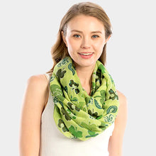 Load image into Gallery viewer, Green St. Patrick&#39;s Day Clover Pattern Infinity Scarf
