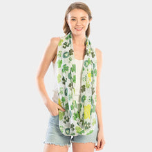 Load image into Gallery viewer, White St. Patrick&#39;s Day Clover Pattern Infinity Scarf
