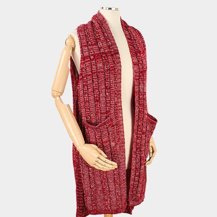 Burgundy Contemporary Soft Knit Pocket Vest - Jewelry Store by Erik Rayo