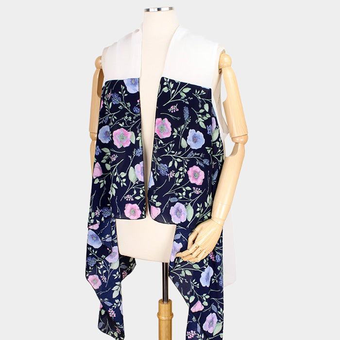 Navy Flower Pattern Vest