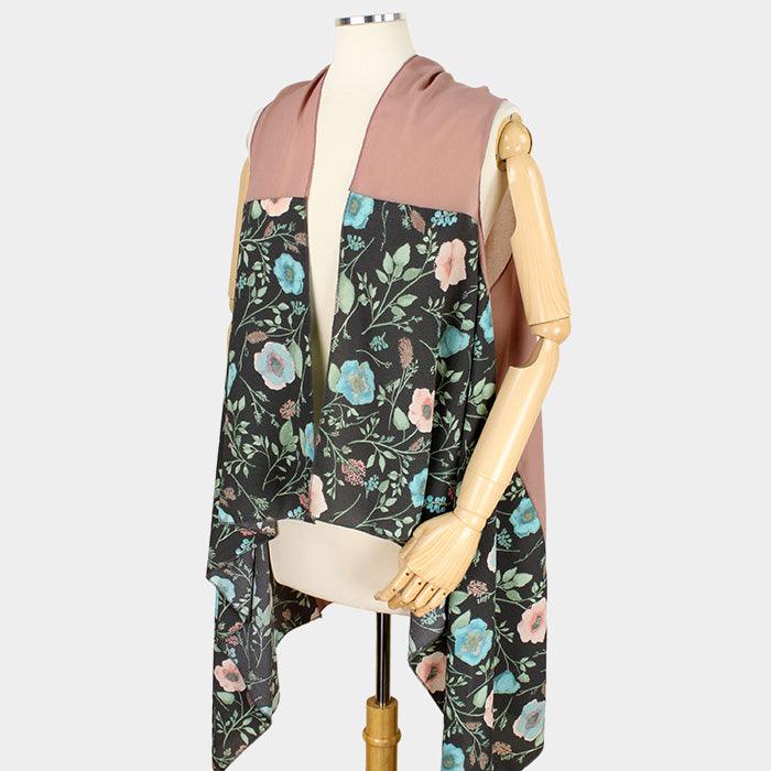 Taupe Flower Pattern Vest