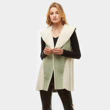 Load image into Gallery viewer, Mint Faux Suede Faux Fur Lining Vest
