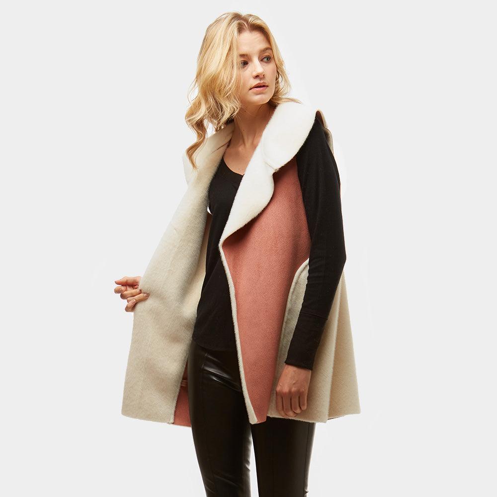 Pink Faux Suede Faux Fur Lining Vest - Jewelry Store by Erik Rayo