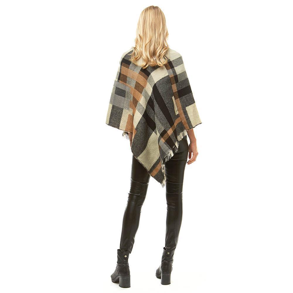 Black Multi Colored Plaid Poncho - Jewelry Store by Erik Rayo